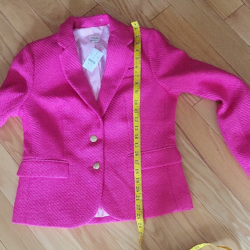 J. Crew Factory Schoolboy Tweed Blazer In Sweet Fuchsia - Picture 9 of 16